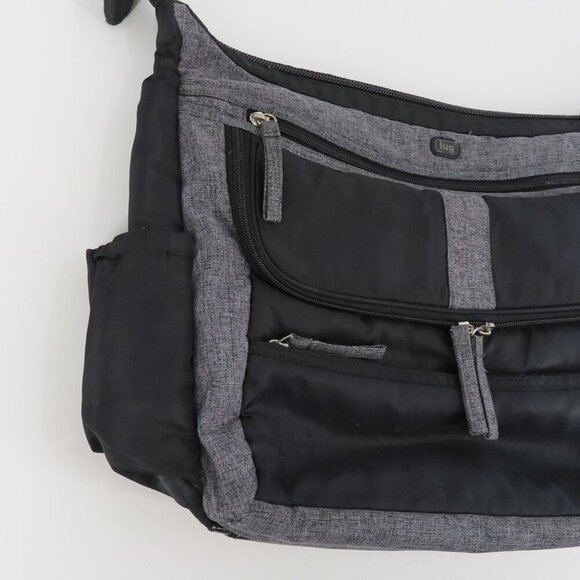 LUG Hula Hoop Black Gray Carry All Messenger Diaper Bag Stroller Straps Pockets - Picture 2 of 15